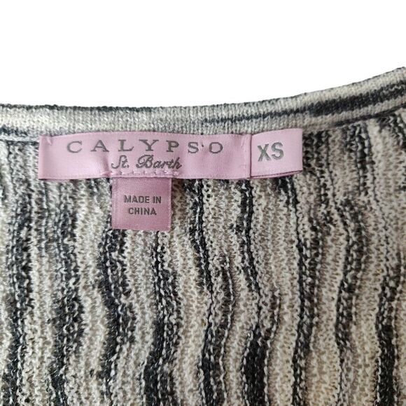 Calypso St. Barth Striped Gray and Cream Dress - Picture 7 of 11